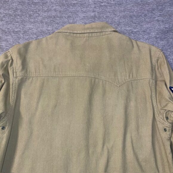 10 Deep Shirt Mens Medium M Olive Shooting Hunting Button Up Tactical Army Patch - Picture 10 of 11